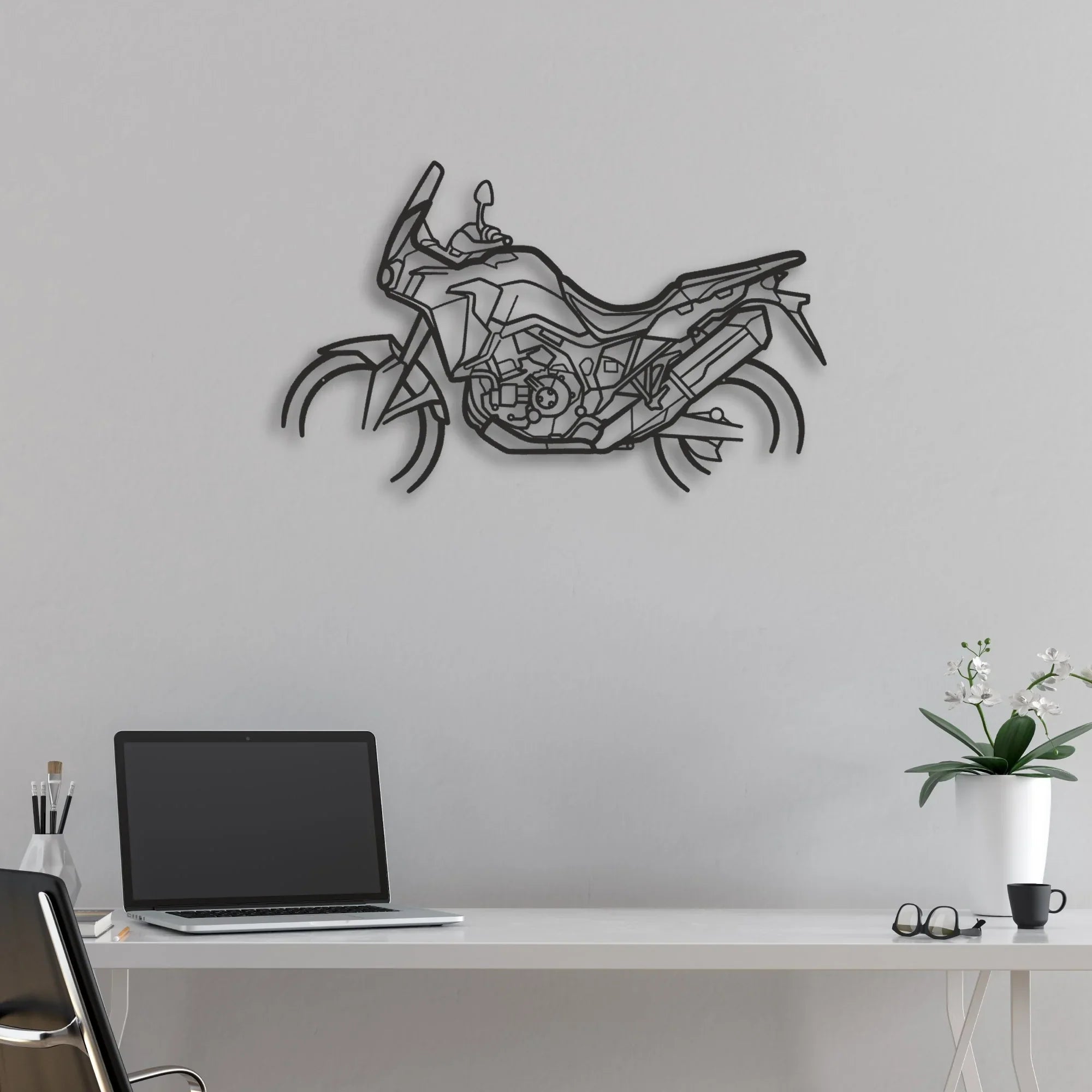2018 Honda Africa Twin Adventure Sports Classic Motorcycle Silhouette Metal Wall Art - Moto Garage Decor