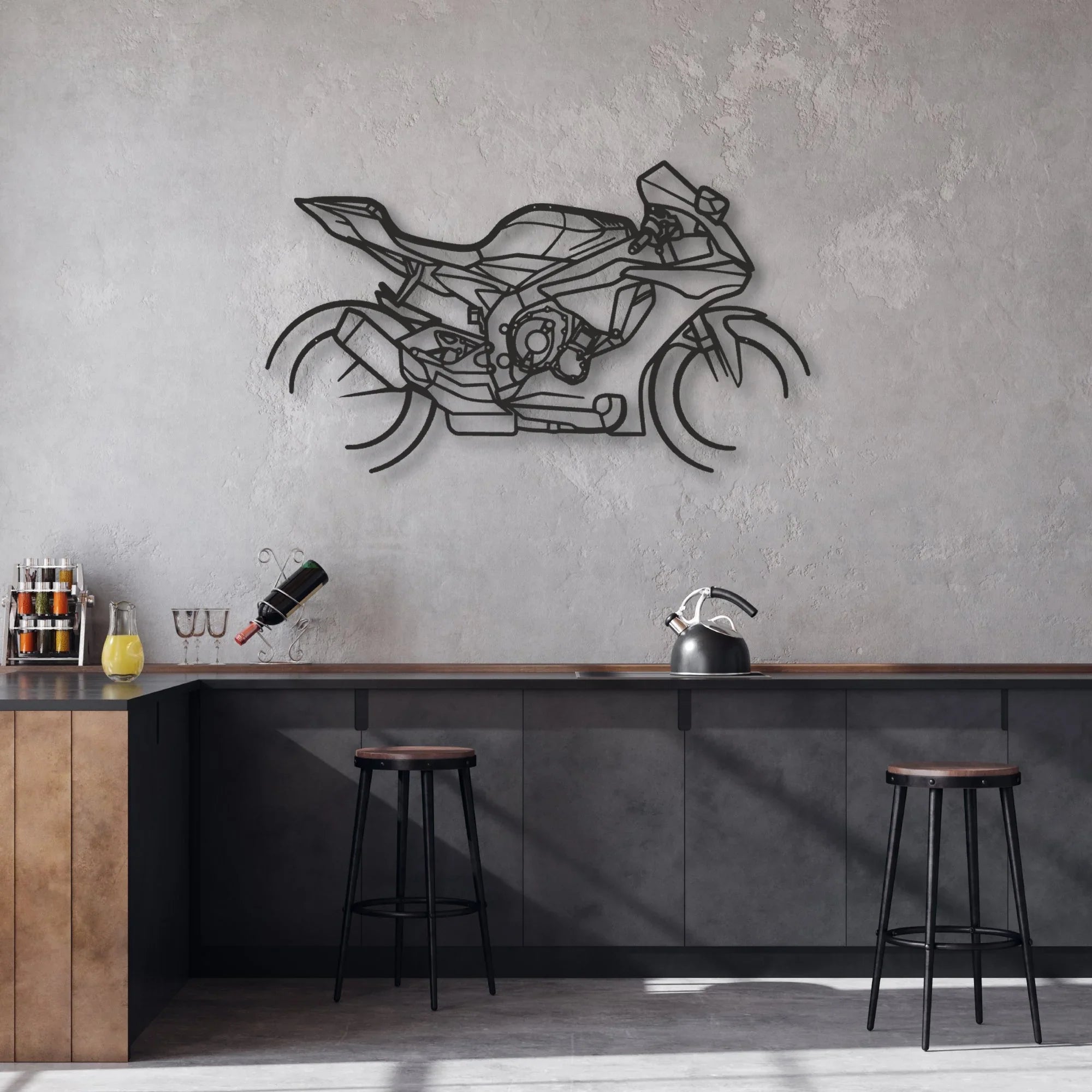 2018 Yamaha YZF-R1 Classic Motorcycle Silhouette Metal Wall Art - Moto Garage Decor