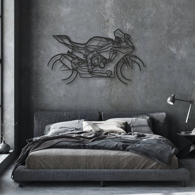 2018 Yamaha YZF-R1 Classic Motorcycle Silhouette Metal Wall Art - Moto Garage Decor
