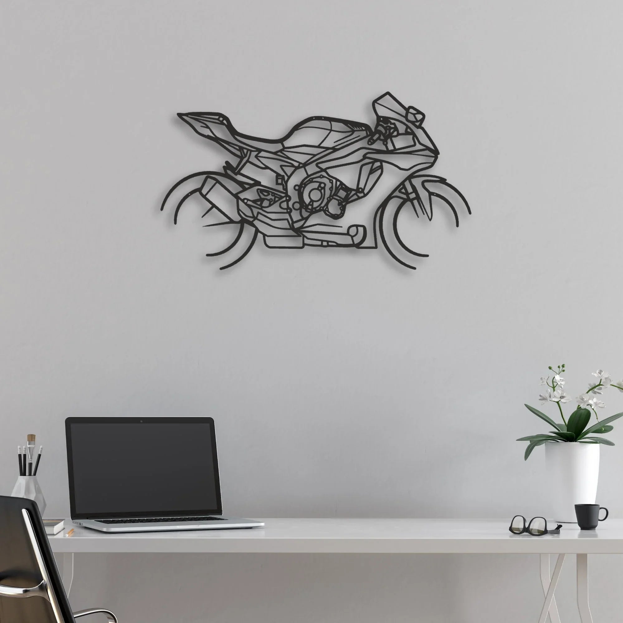 2018 Yamaha YZF-R1 Classic Motorcycle Silhouette Metal Wall Art - Moto Garage Decor