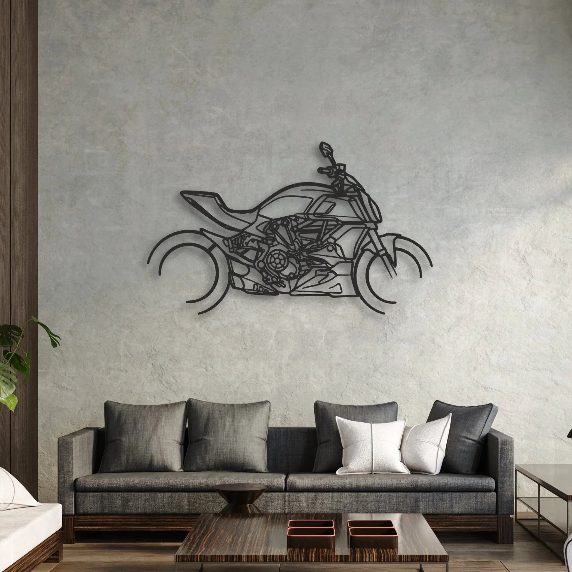2019 Ducati Diavel 126O Classic Motorcycle Silhouette Metal Wall Art - Moto Garage Decor