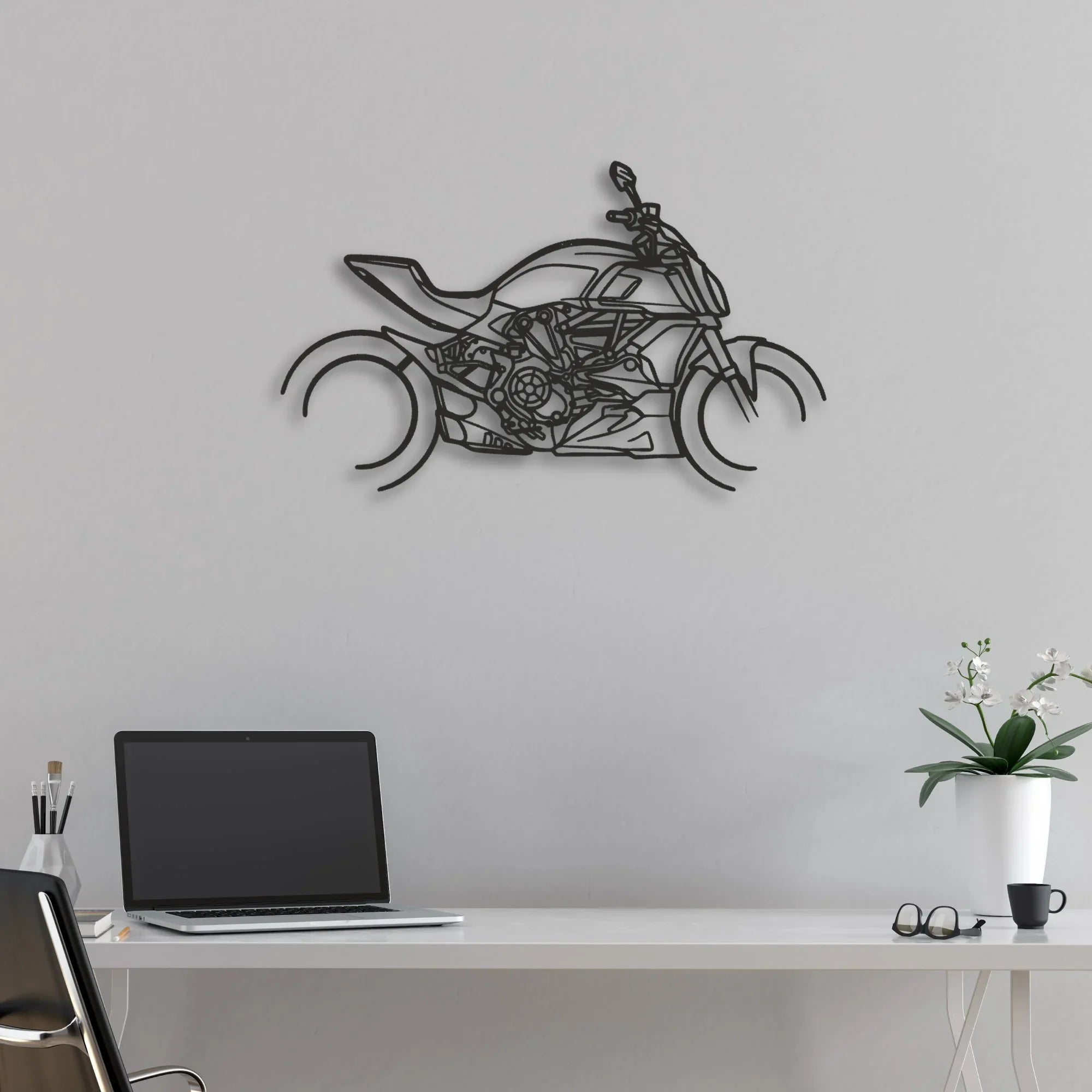 2019 Ducati Diavel 126O Classic Motorcycle Silhouette Metal Wall Art - Moto Garage Decor
