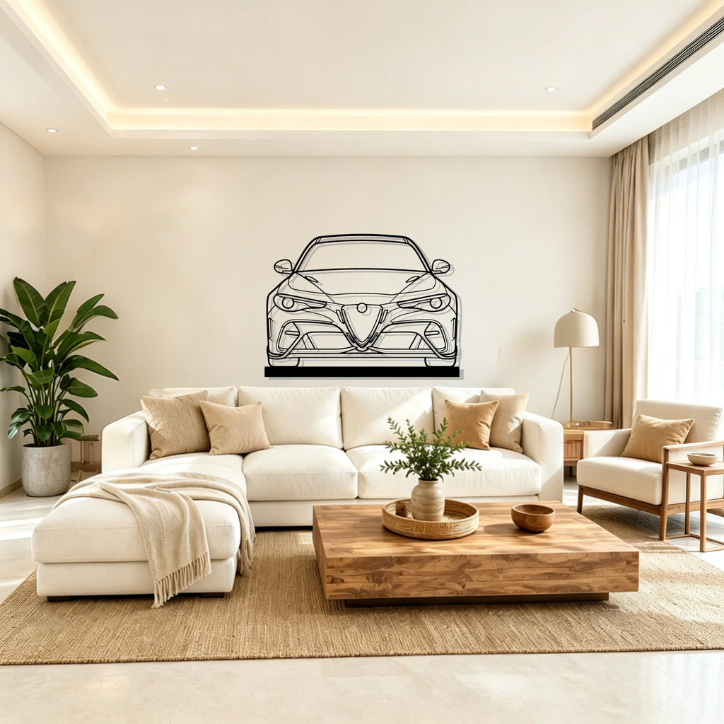 2020 Giulia GTAm Front Silhouette Metal Art Stand - Classic Car Garage Decor