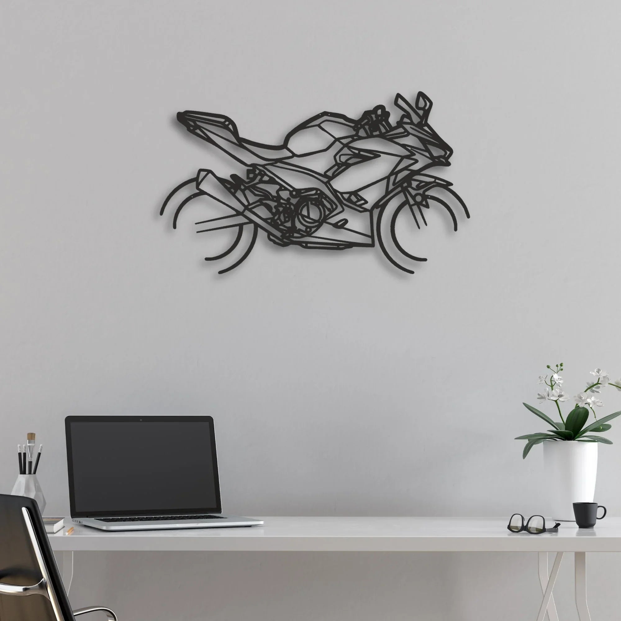 2020 Kawasaki Ninja 400 Classic Motorcycle Silhouette Metal Wall Art - Moto Garage Decor