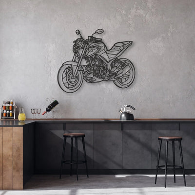 2020 Yamaha MT Classic Motorcycle Silhouette Metal Wall Art - Moto Garage Decor