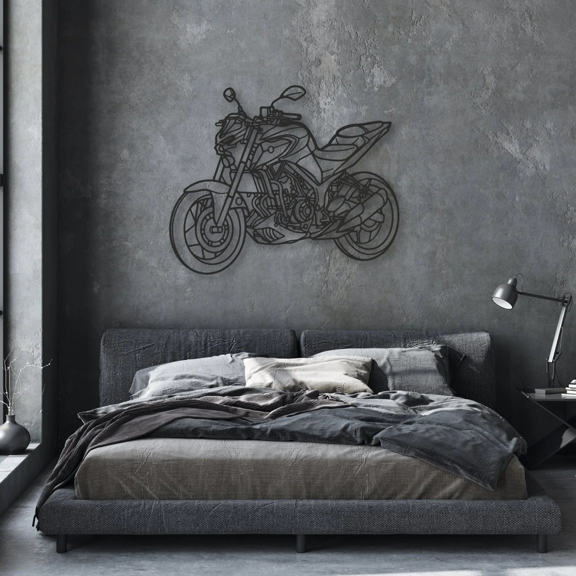 2020 Yamaha MT Classic Motorcycle Silhouette Metal Wall Art - Moto Garage Decor