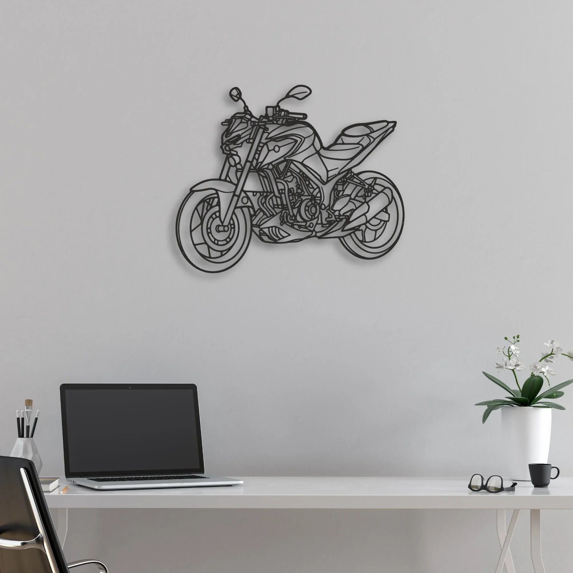 2020 Yamaha MT Classic Motorcycle Silhouette Metal Wall Art - Moto Garage Decor