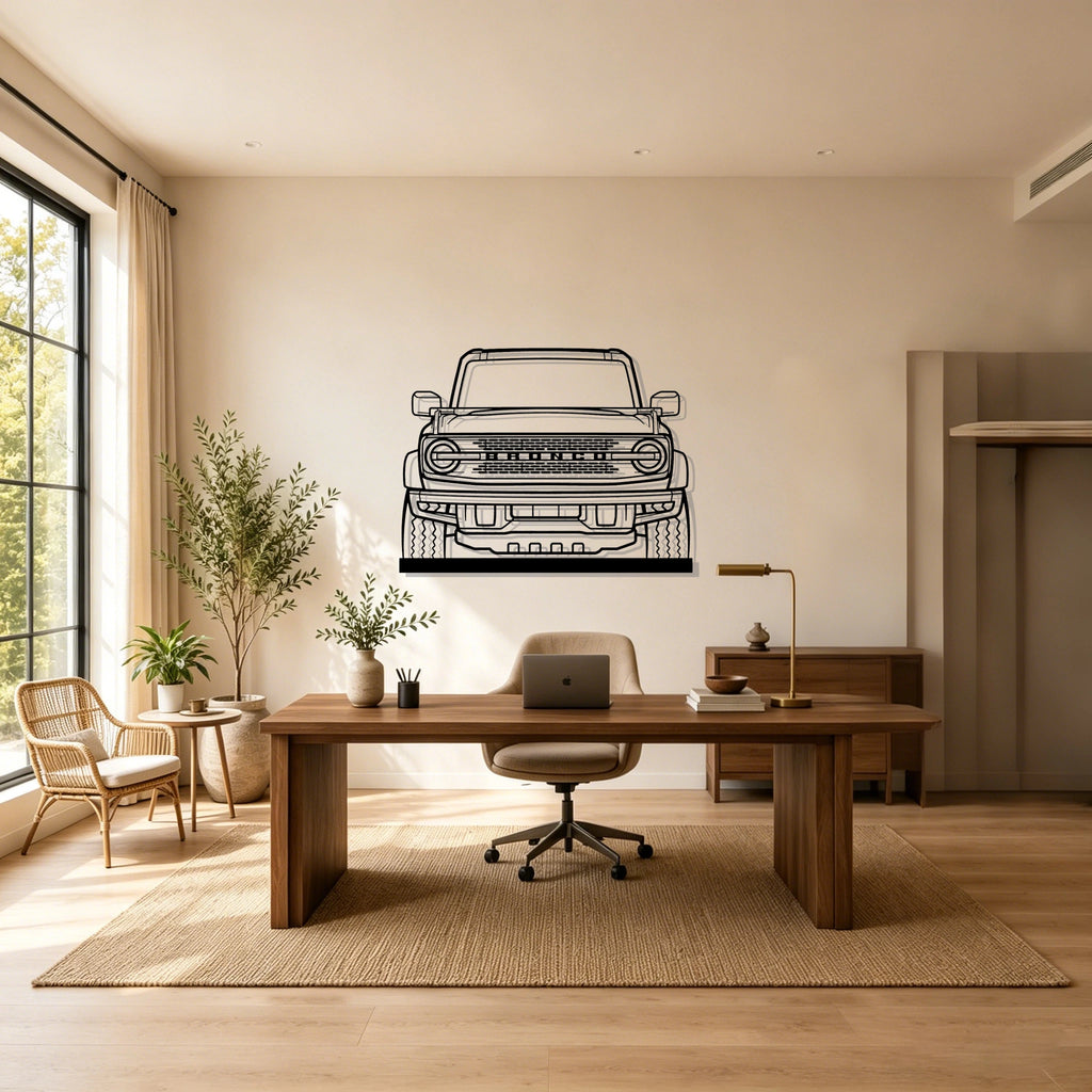 2021 Bronco Front Silhouette Metal Art Stand - Classic Car Garage Decor