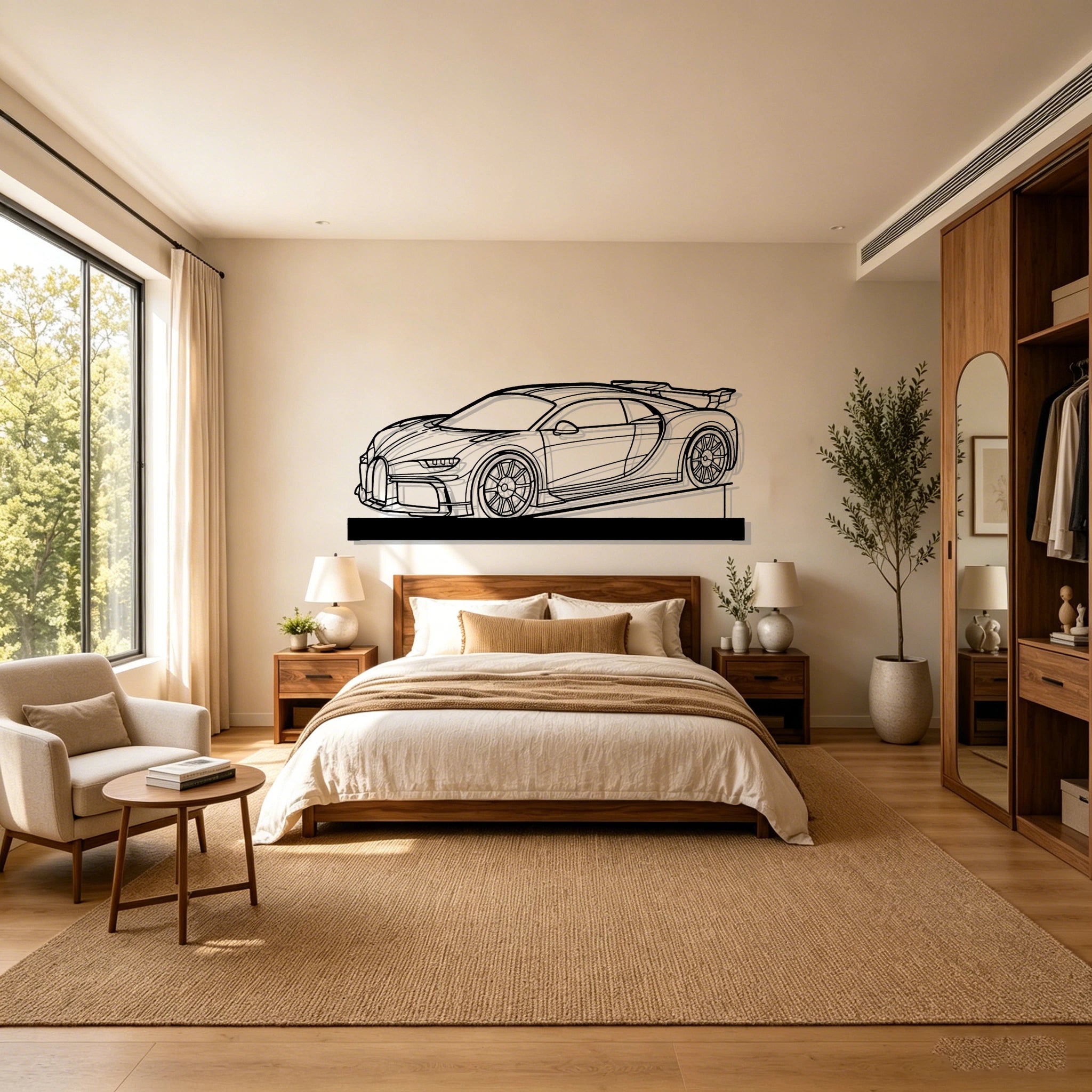2021 Chiron Pur Sport Angle Silhouette Metal Art Stand - Classic Car Garage Decor