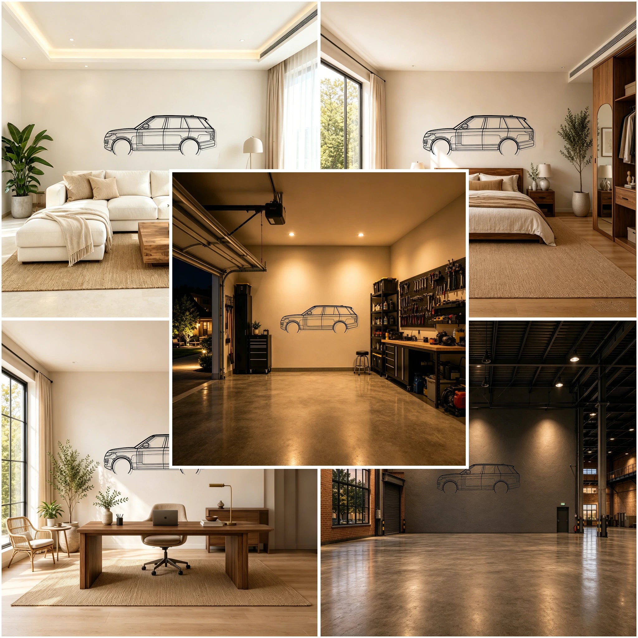 2021 Range Vogue Detailed Silhouette Metal Wall Art - Classic Car Garage Decor