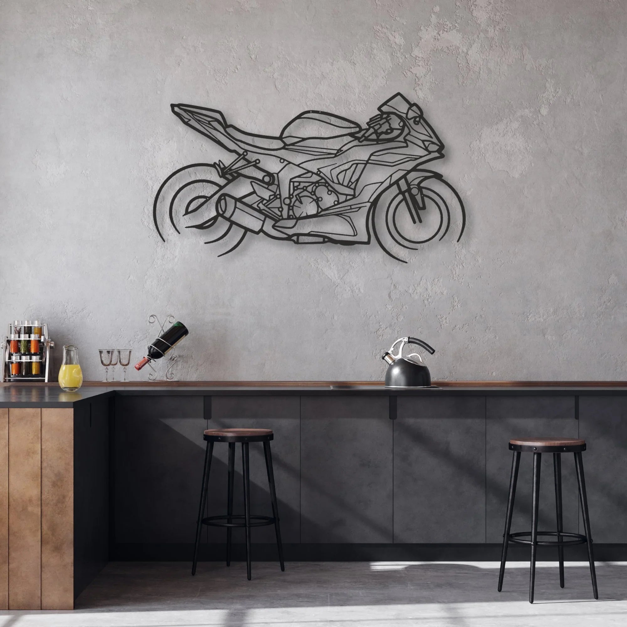 2021 Kawasaki Ninja ZX-6R Classic Motorcycle Silhouette Metal Wall Art - Moto Garage Decor