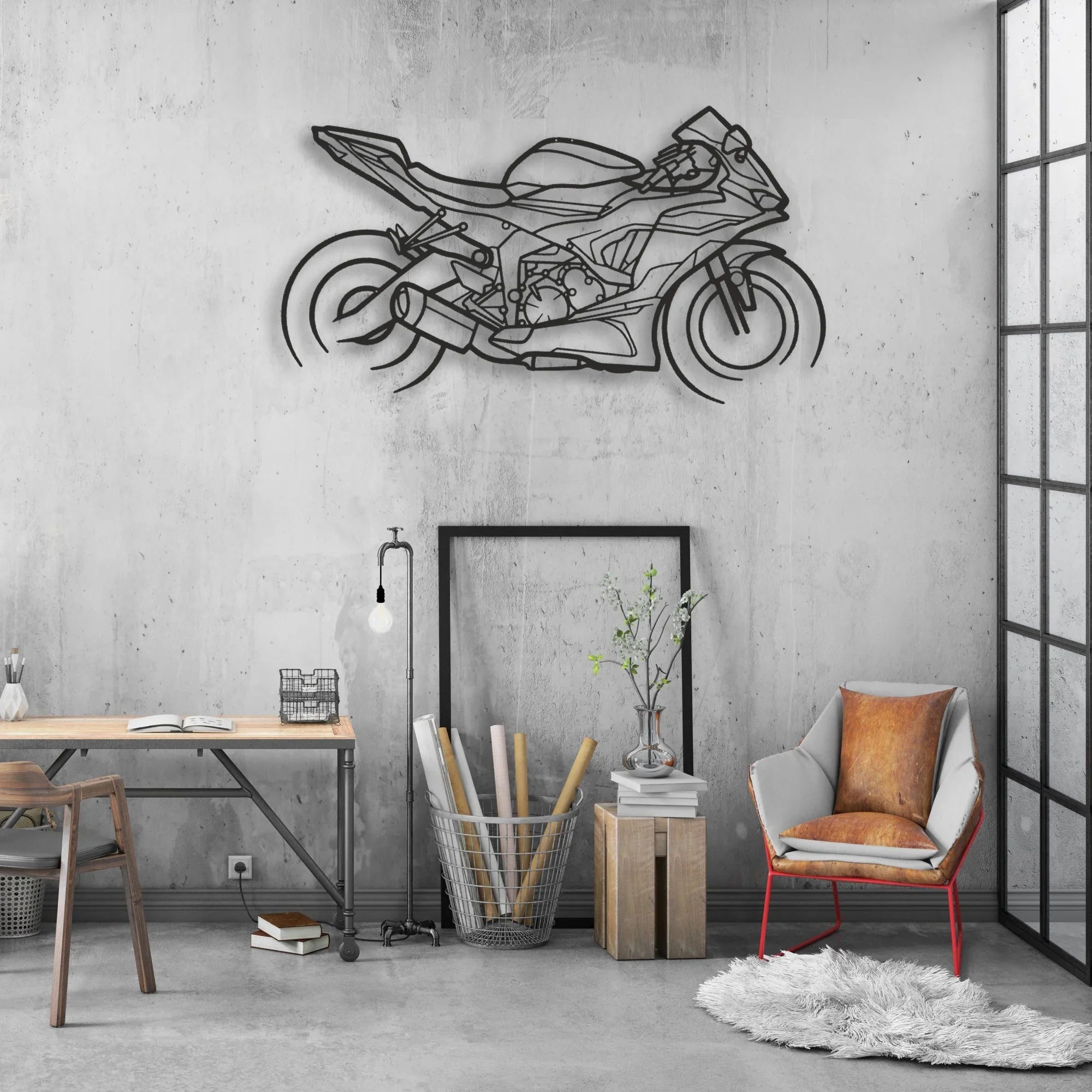 2021 Kawasaki Ninja ZX-6R Classic Motorcycle Silhouette Metal Wall Art - Moto Garage Decor