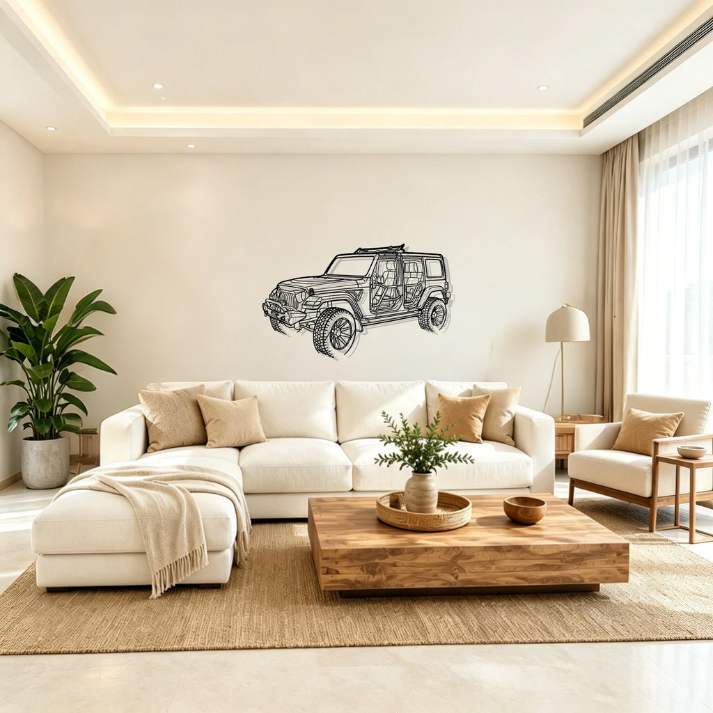 2022 Wrangler Angled View Metal Wall Art - Classic Car Garage Decor