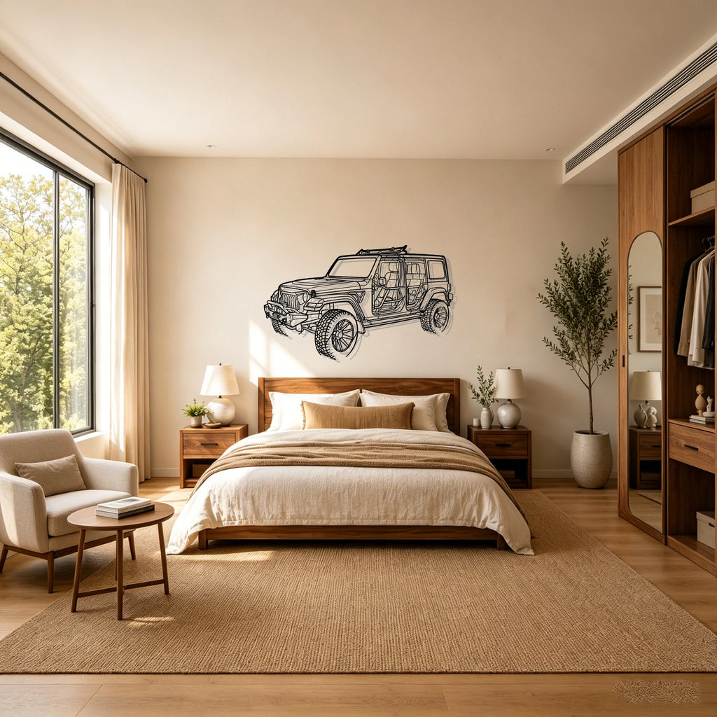 2022 Wrangler Angled View Metal Wall Art - Classic Car Garage Decor