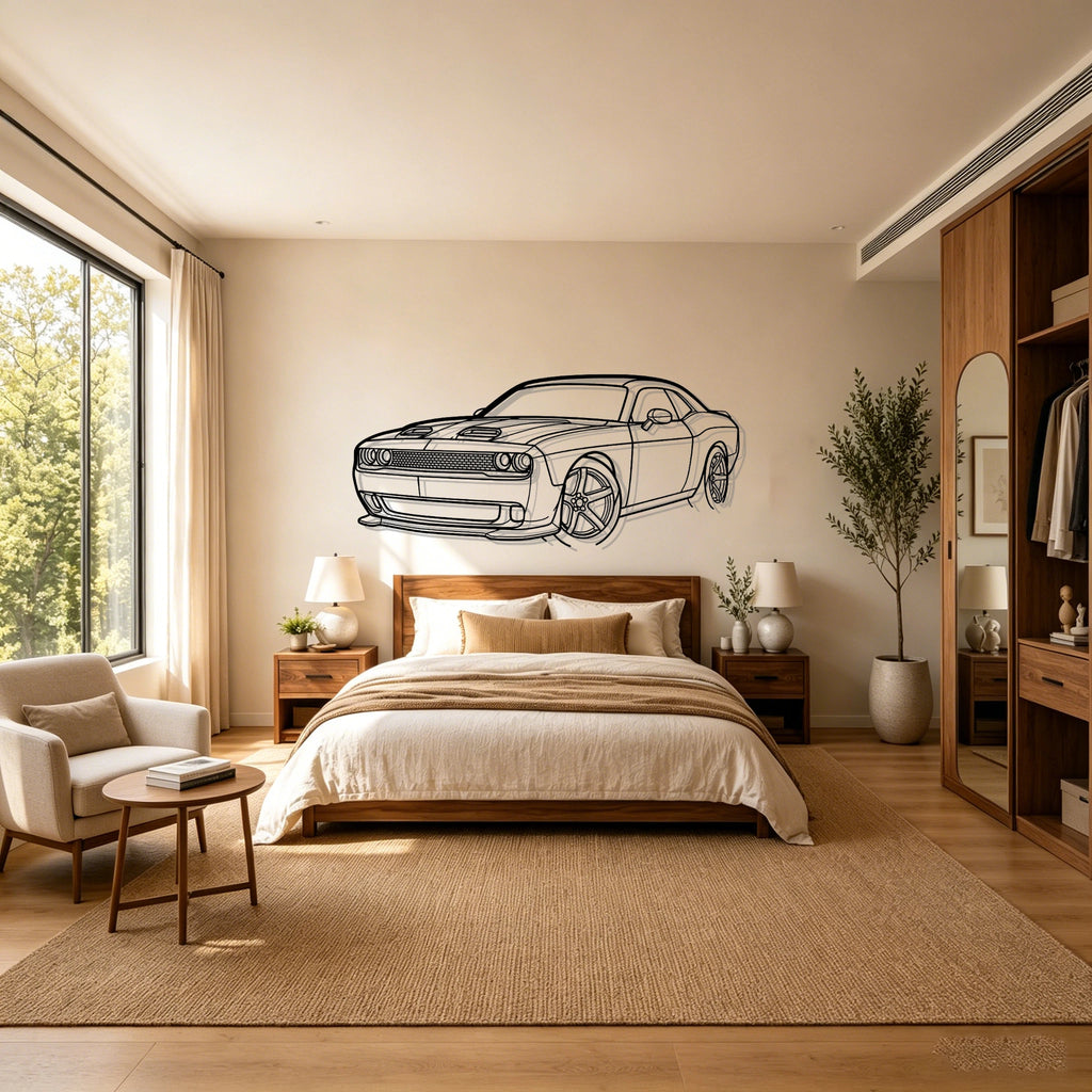 2023 Challenger SRT Angled View Metal Wall Art - Classic Car Garage Decor