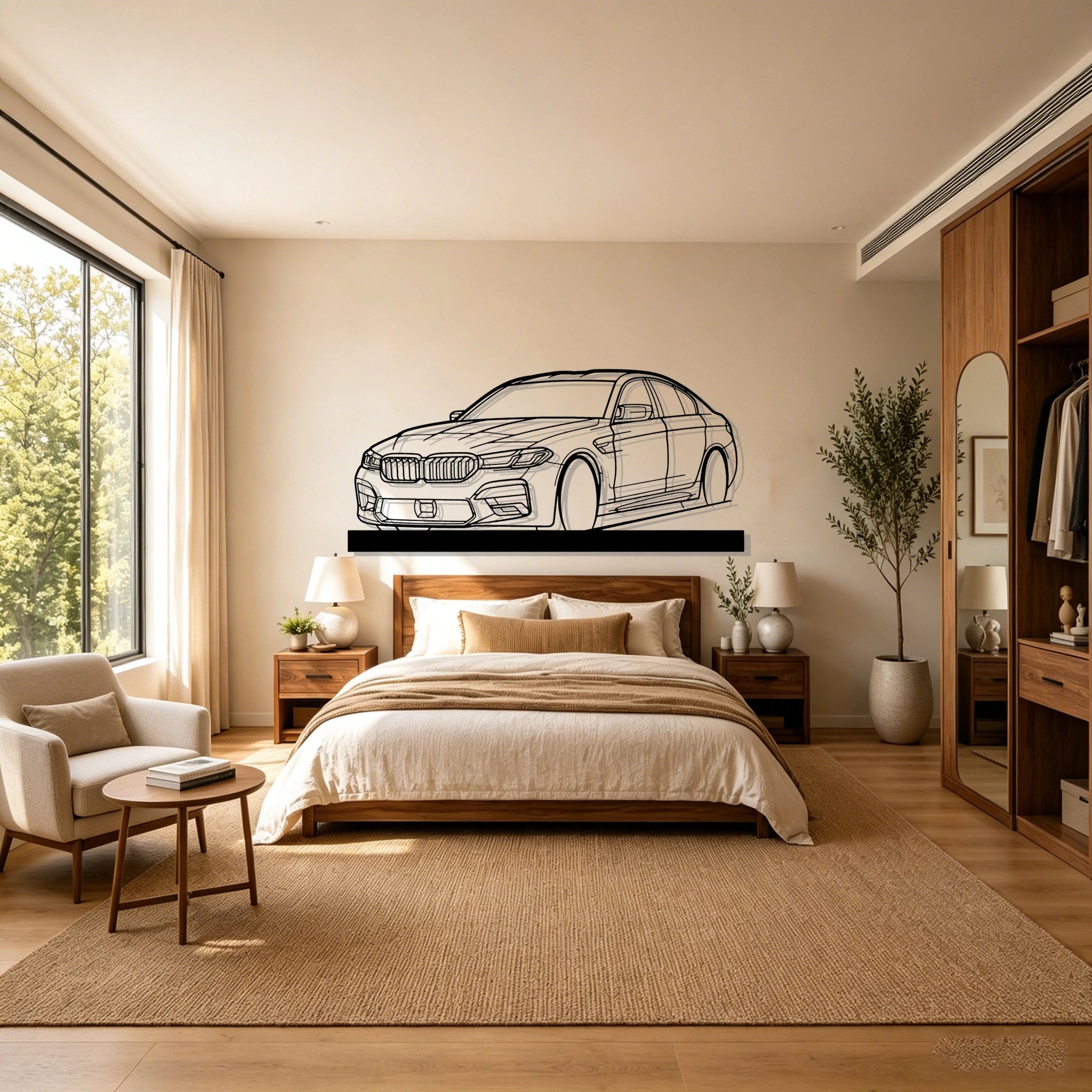 2023 M5 Comp Angle Silhouette Metal Art Stand - Classic Car Garage Decor