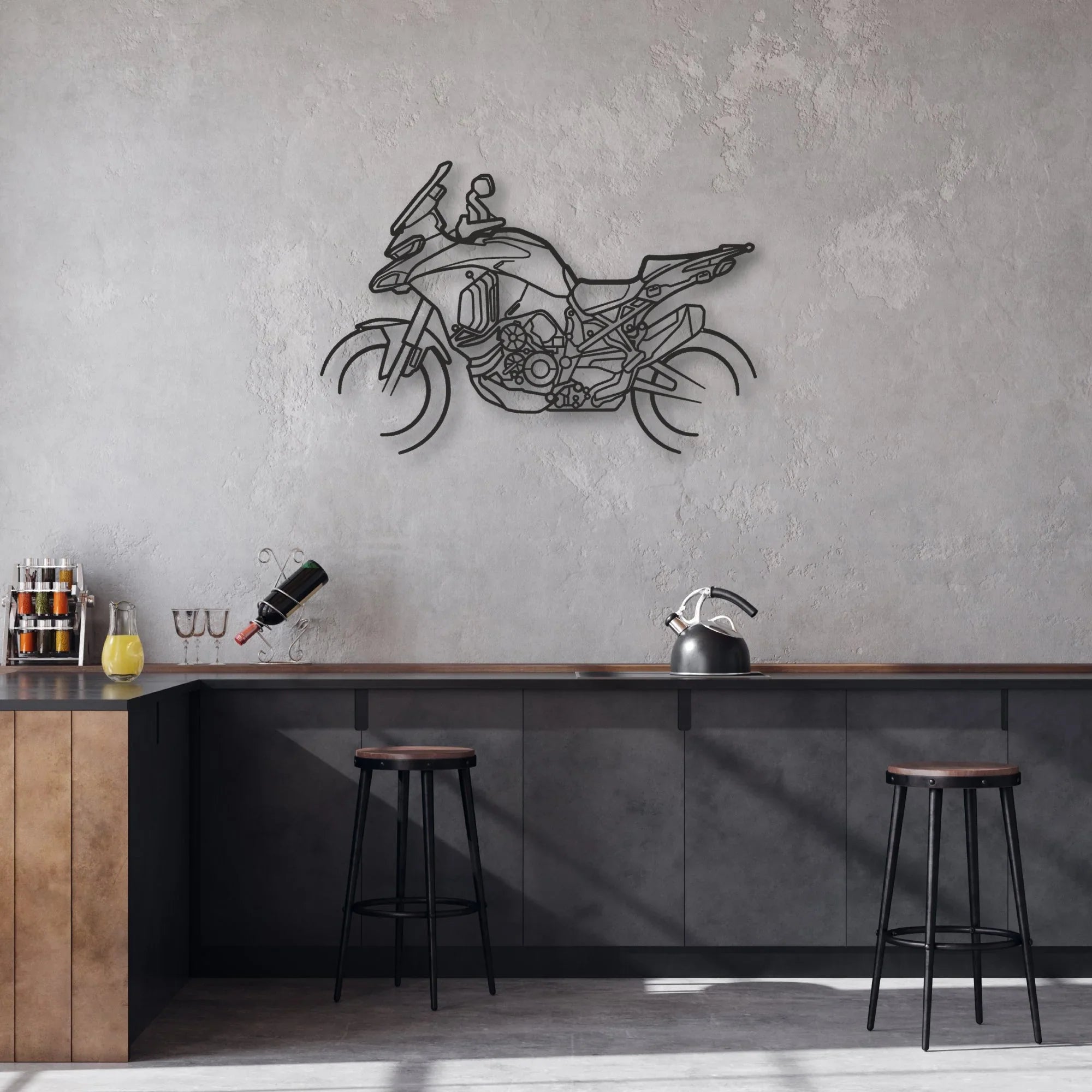 2024 Ducati Multistrada V4 S Classic Motorcycle Silhouette Metal Wall Art - Moto Garage Decor