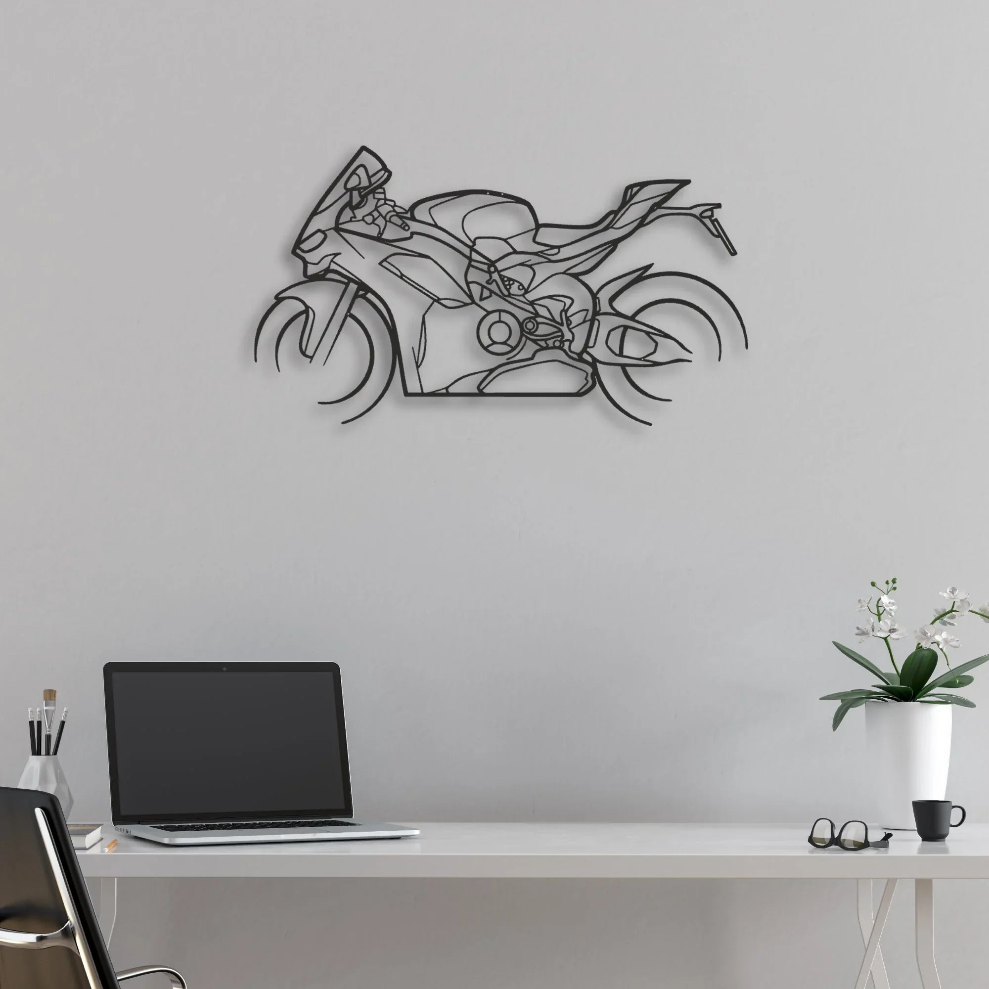 2024 Ducati Panigale V2 Classic Motorcycle Silhouette Metal Wall Art - Moto Garage Decor