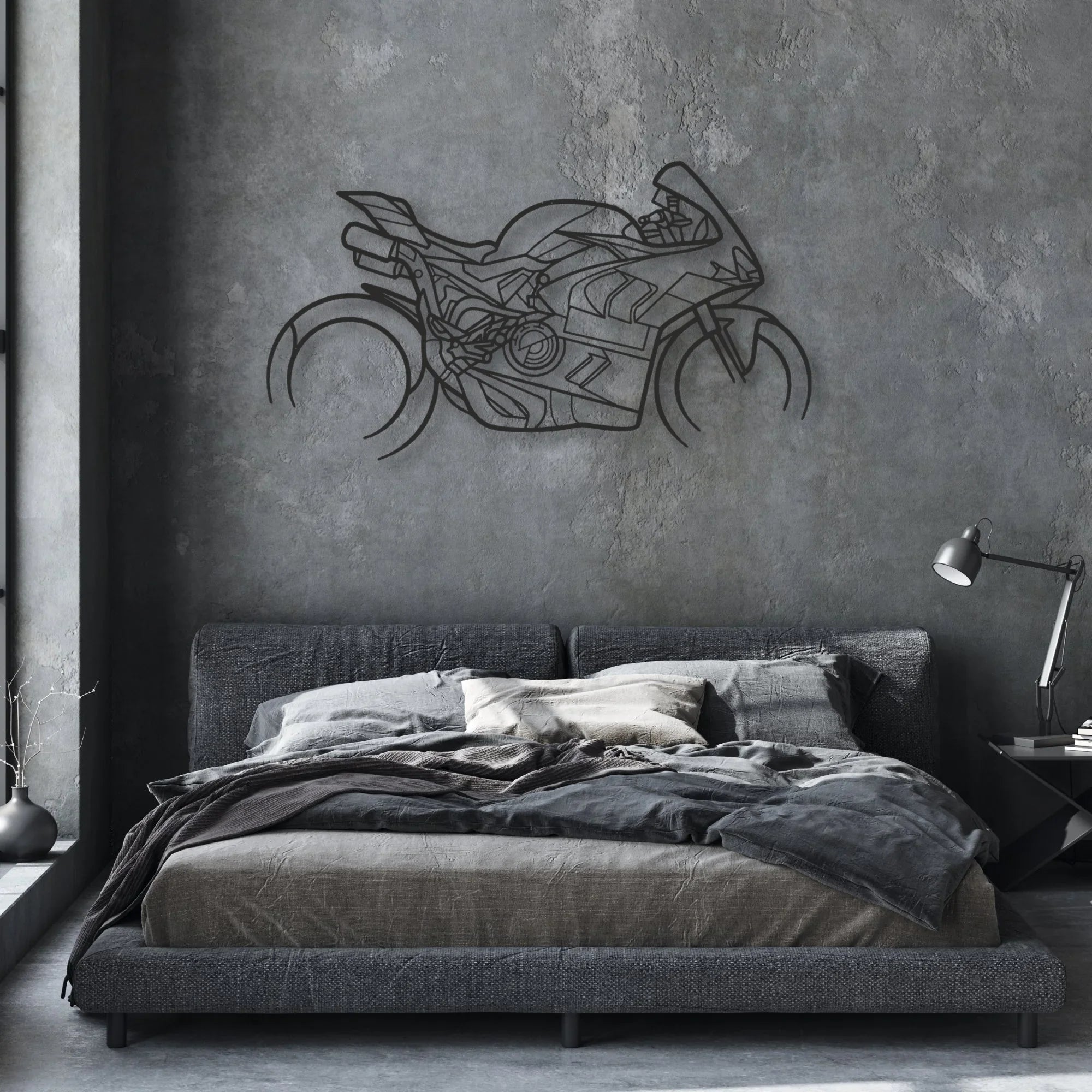 2024 Ducati Panigale V4 Bagnaia Classic Motorcycle Silhouette Metal Wall Art - Moto Garage Decor