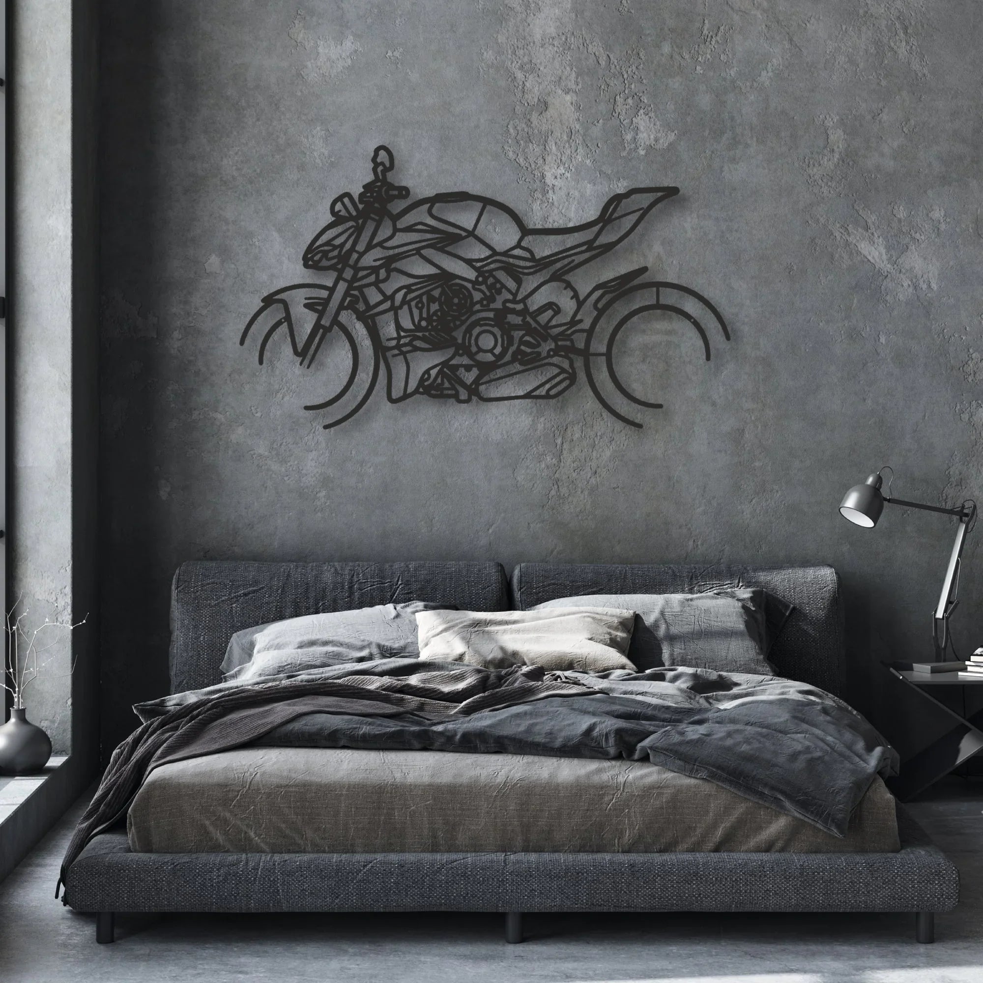 2024 Ducati Streetfighter V4 S Classic Motorcycle Silhouette Metal Wall Art - Moto Garage Decor