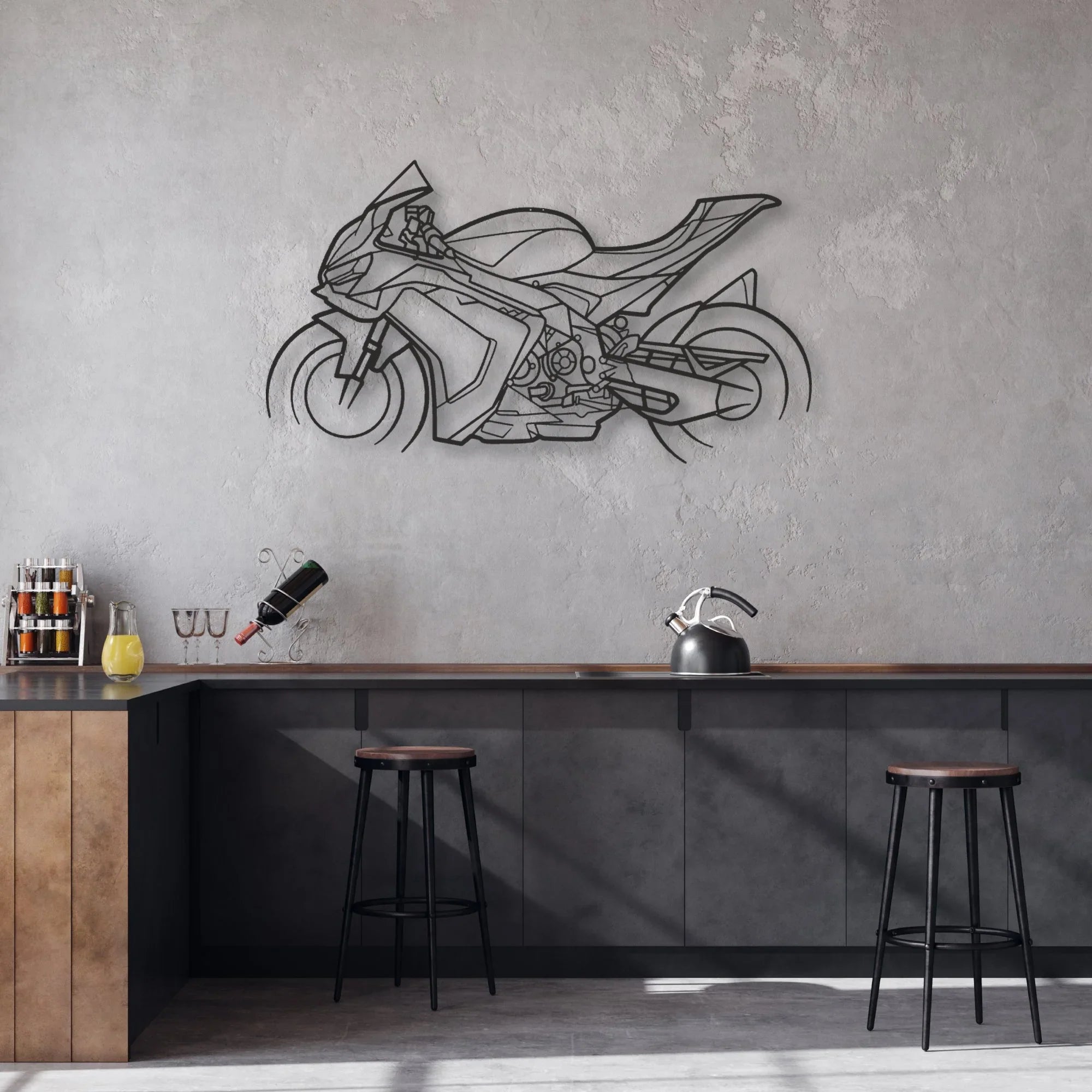 2025 Aprilia RSV4 Classic Motorcycle Silhouette Metal Wall Art - Moto Garage Decor