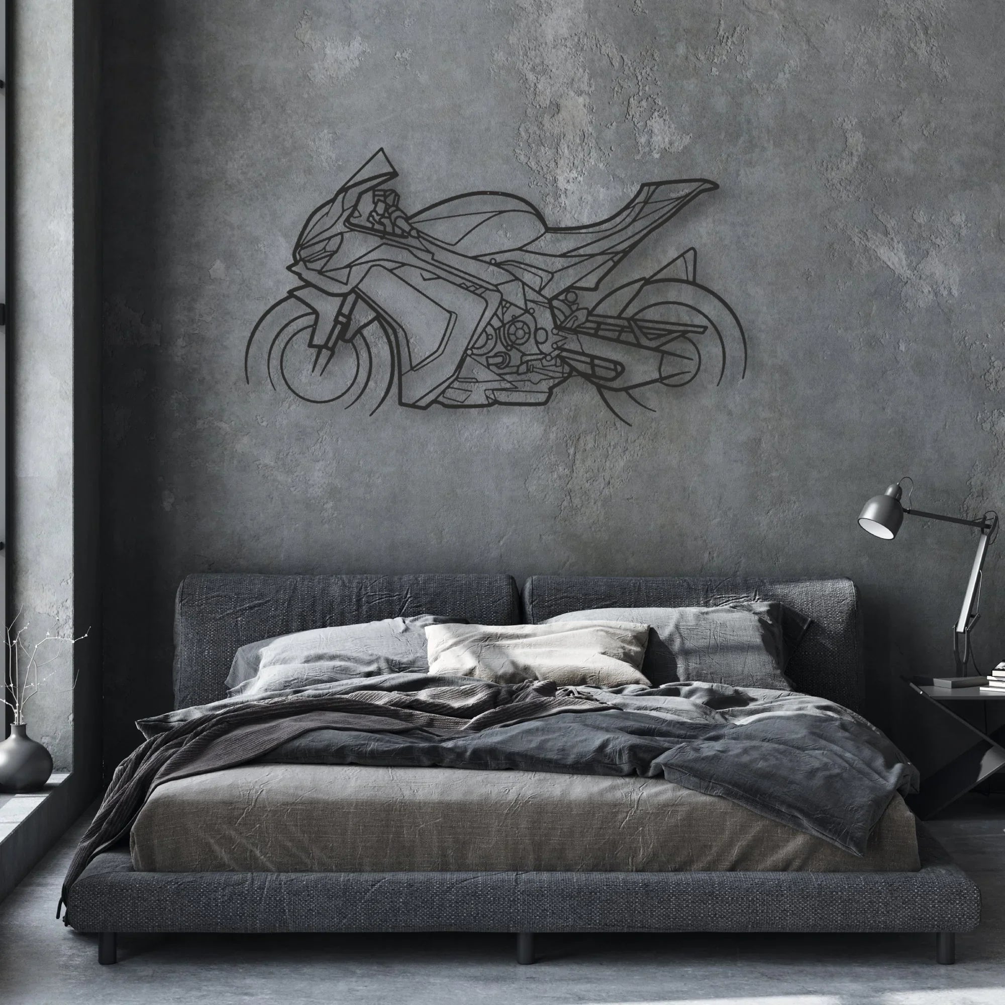 2025 Aprilia RSV4 Classic Motorcycle Silhouette Metal Wall Art - Moto Garage Decor