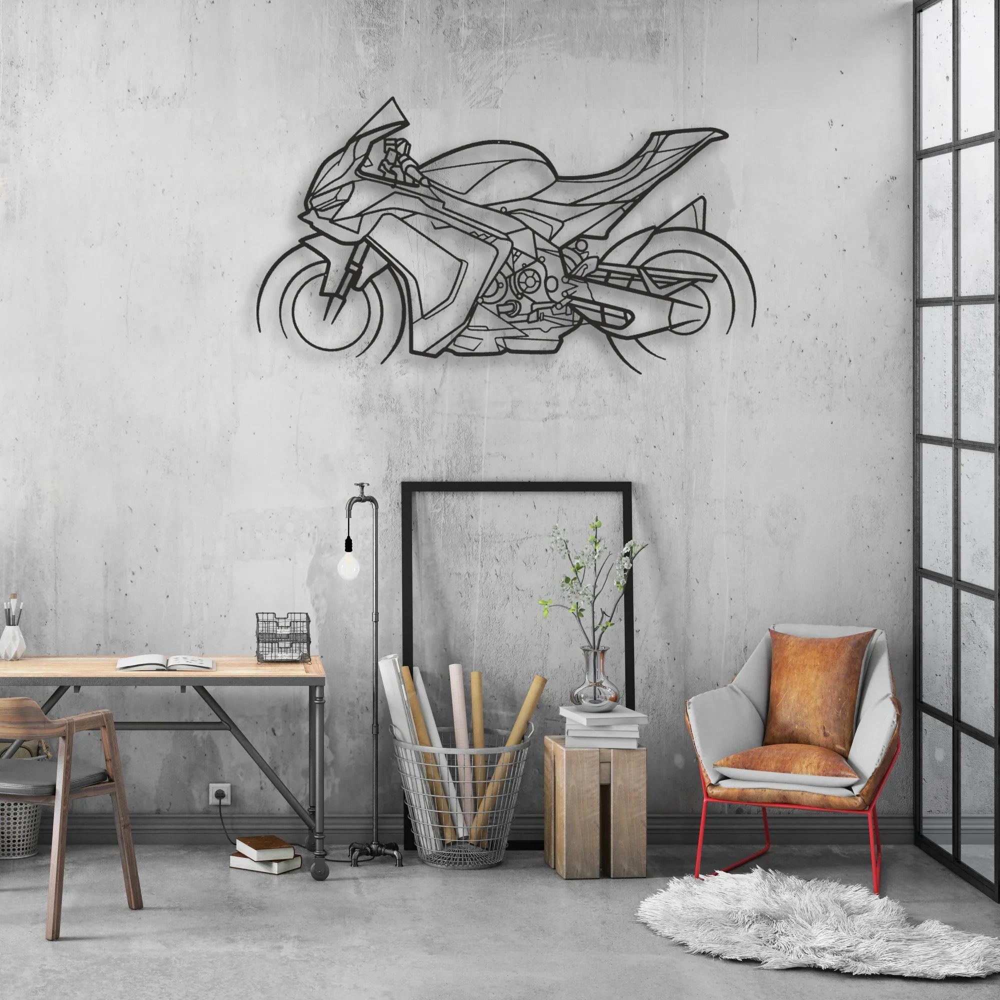 2025 Aprilia RSV4 Classic Motorcycle Silhouette Metal Wall Art - Moto Garage Decor