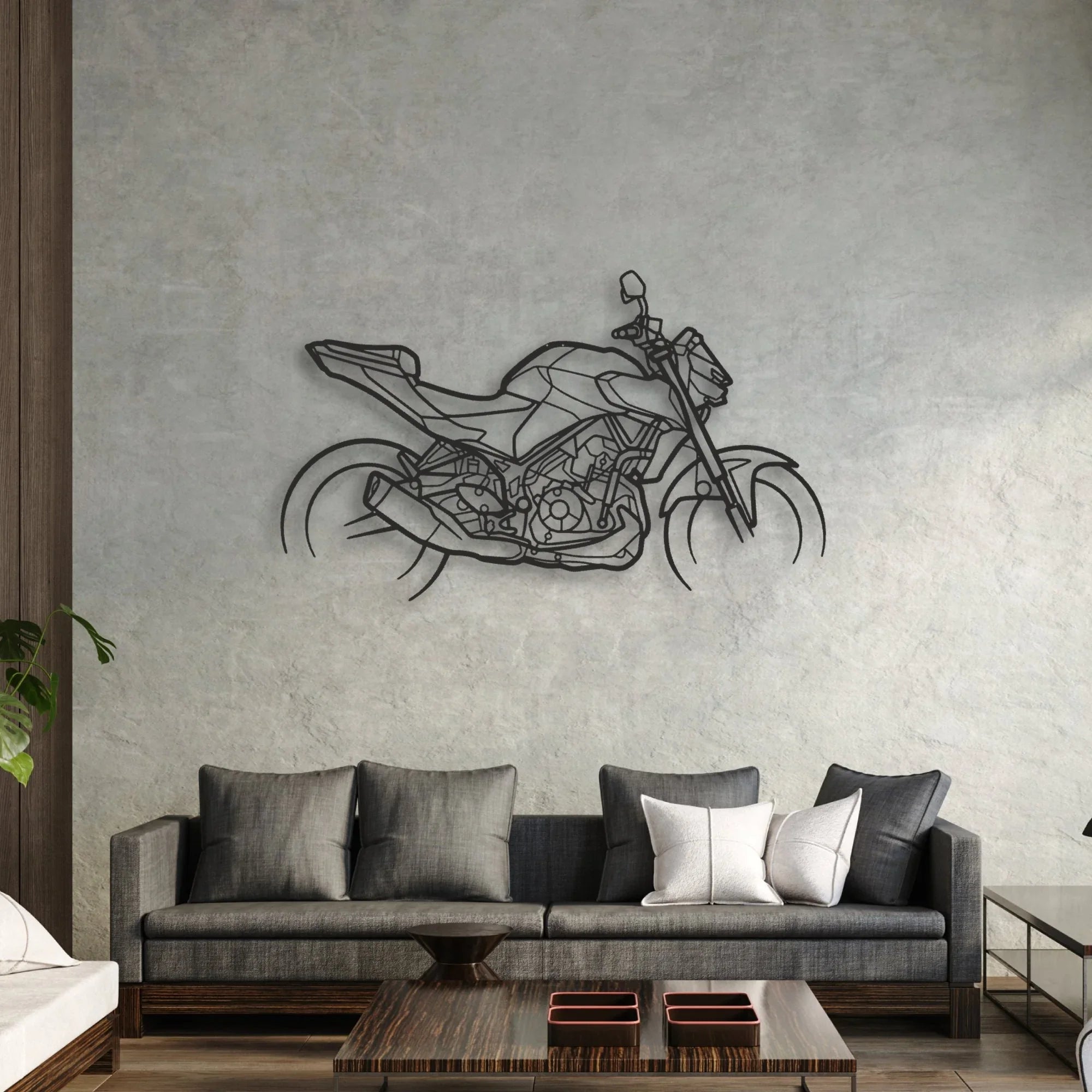 2025 Yamaha MT Classic Motorcycle Silhouette Metal Wall Art - Moto Garage Decor