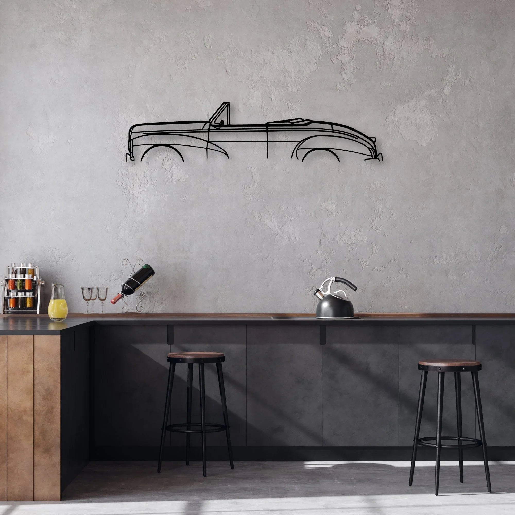 203 Convertible 1952 Classic Silhouette Metal Wall Art - Automotive Garage Decor