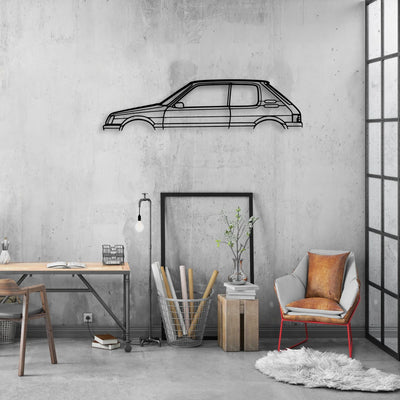 205 GTI 2 Classic Silhouette Metal Wall Art - Automotive Garage Decor