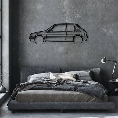 205 GTI 3 Classic Silhouette Metal Wall Art - Automotive Garage Decor