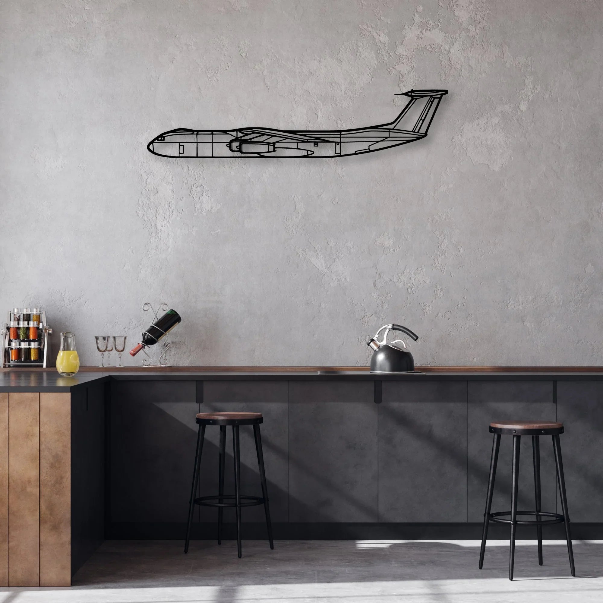 206 2 Classic Aircraft Silhouette Metal Wall Art - Aviation Hangar Decor