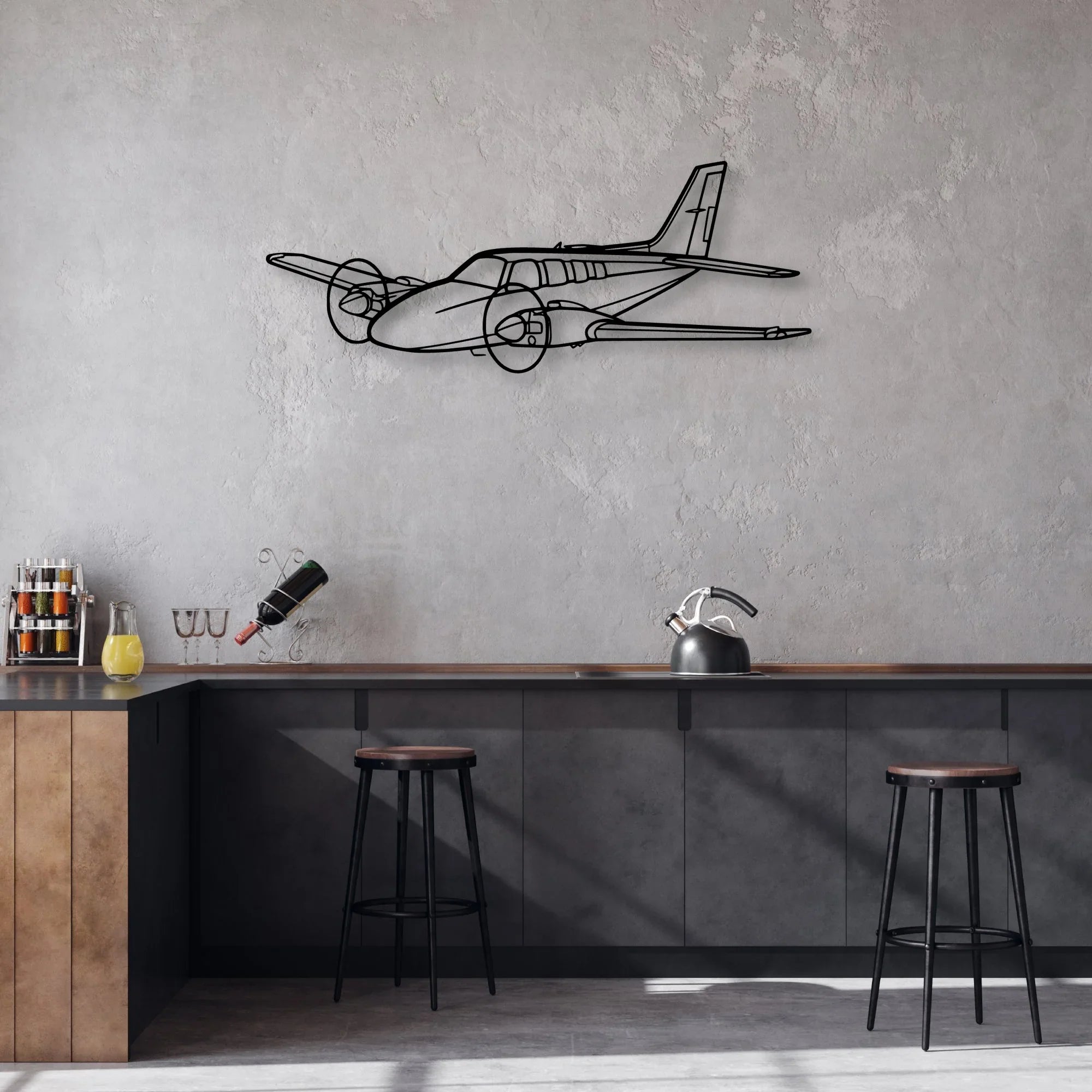 206 3 Classic Aircraft Silhouette Metal Wall Art - Aviation Hangar Decor