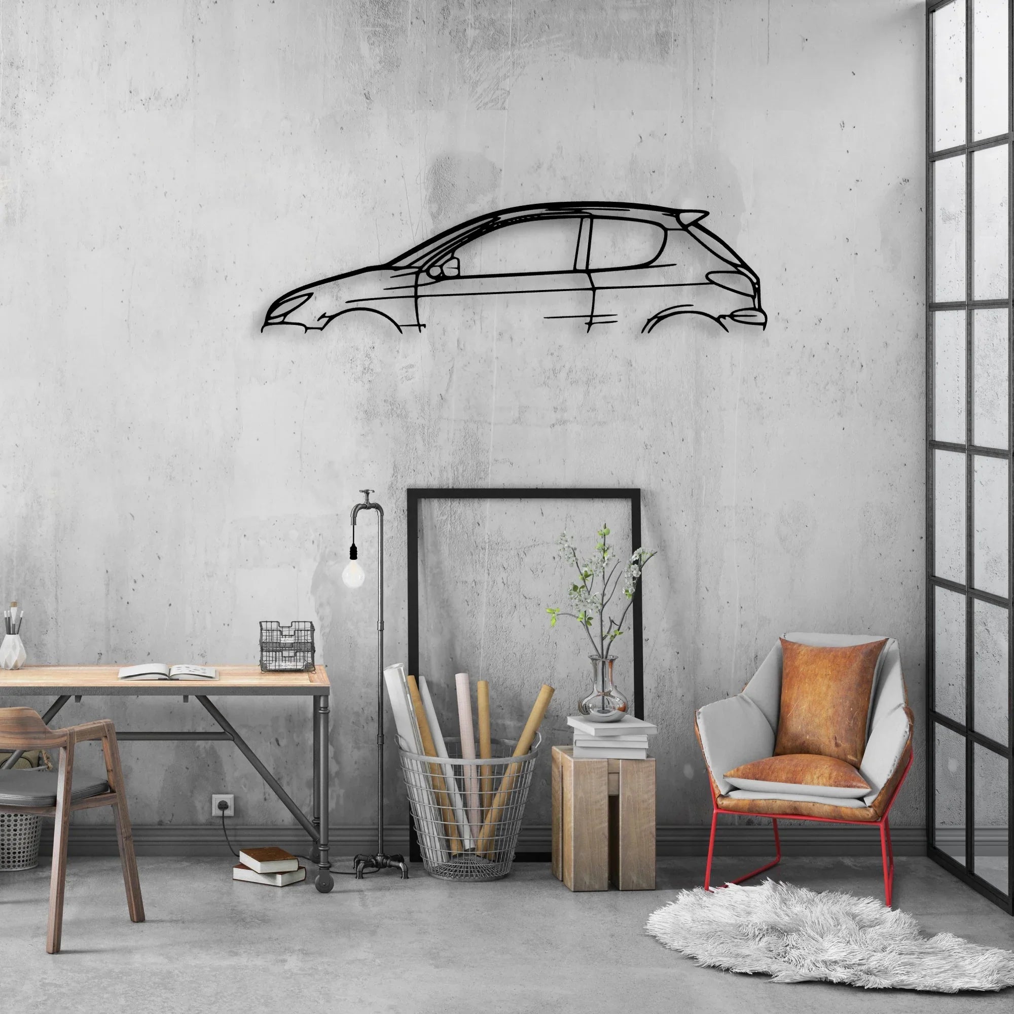 206 Classic Silhouette Metal Wall Art - Automotive Garage Decor