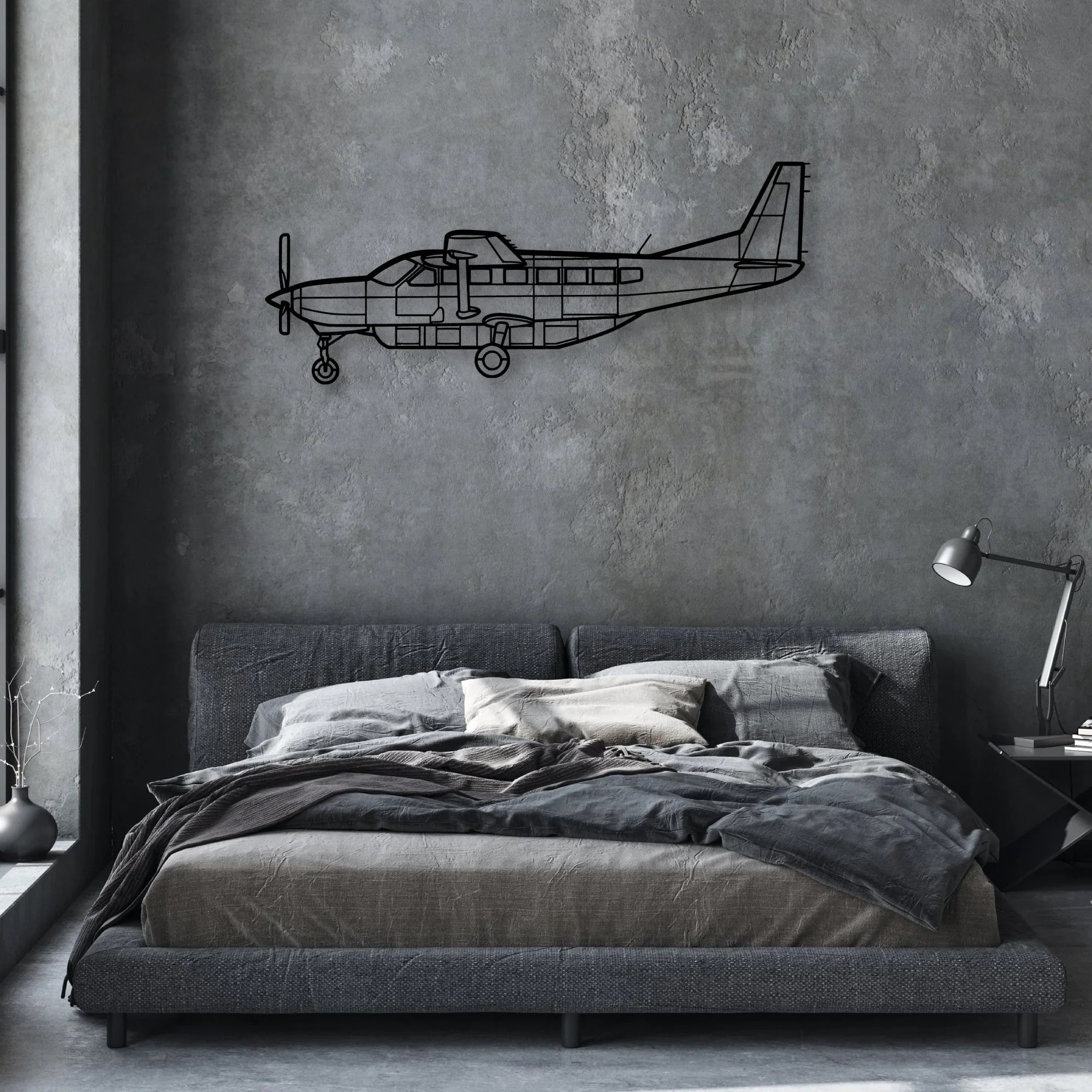 208 Caravan 2 Classic Aircraft Silhouette Metal Wall Art - Aviation Hangar Decor