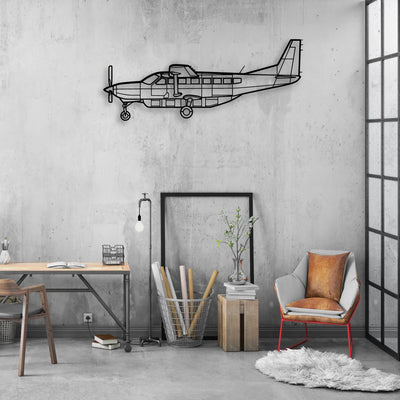 208 Caravan Classic Aircraft Silhouette Metal Wall Art - Aviation Hangar Decor