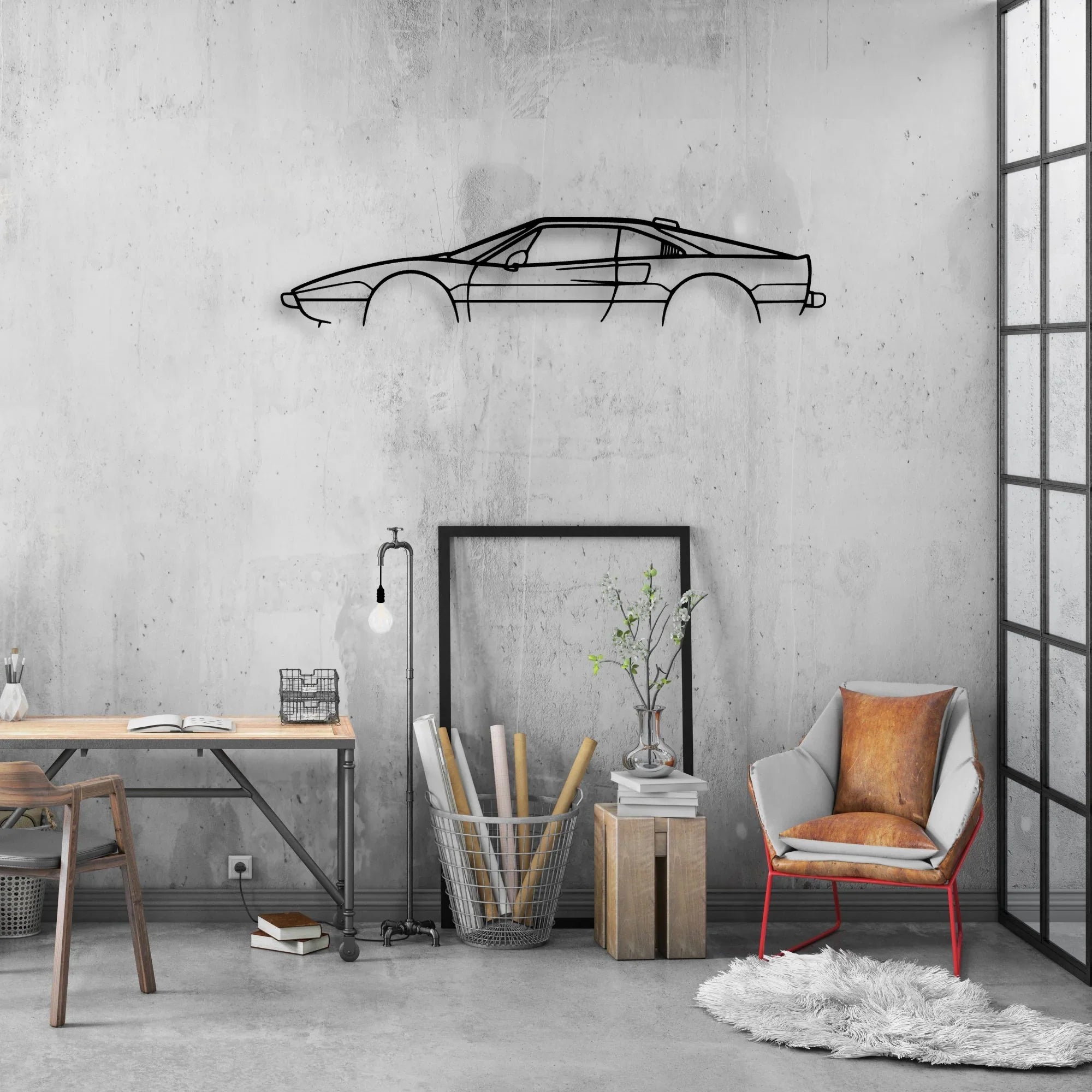 208 GTB Turbo Classic Silhouette Metal Wall Art - Automotive Garage Decor