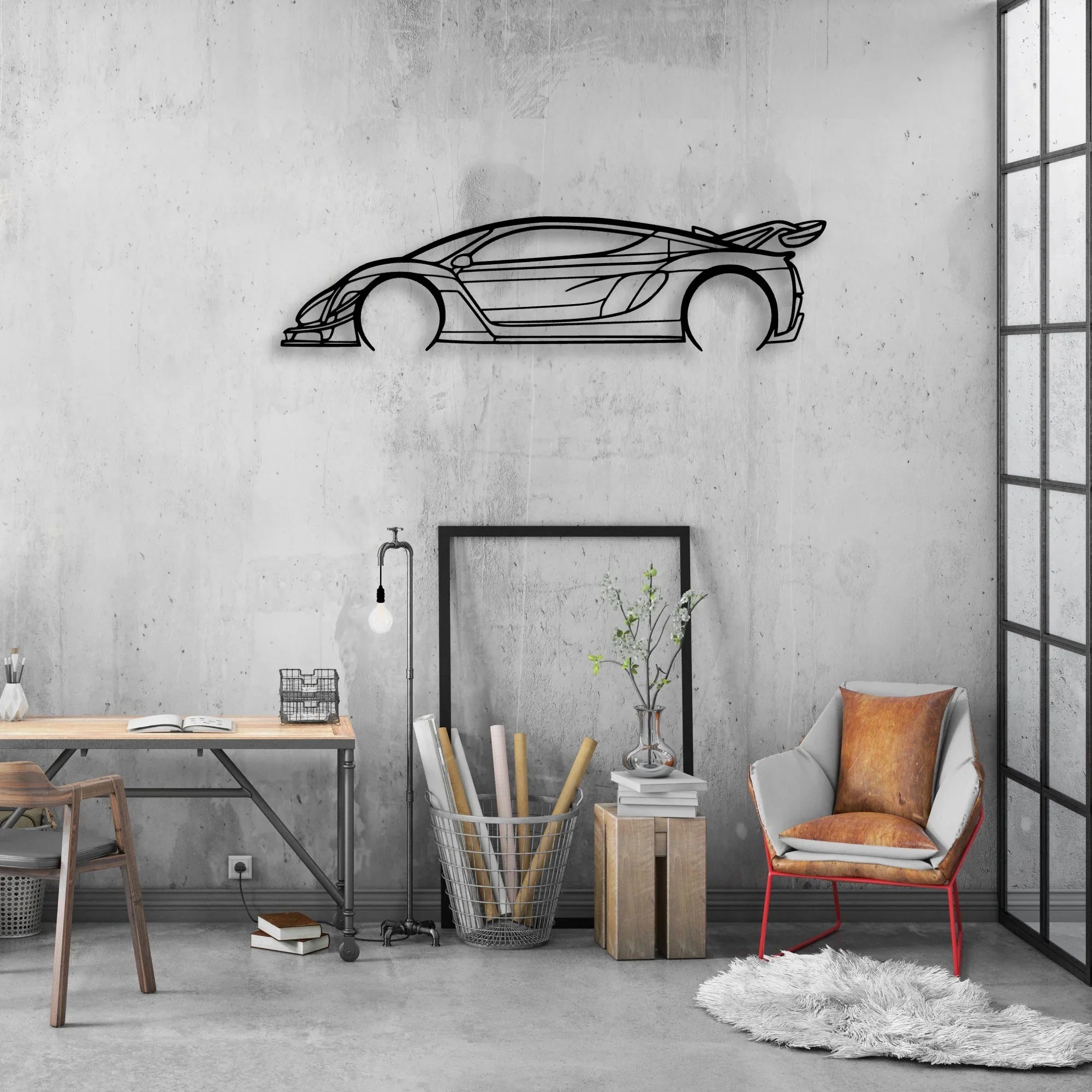 21C Classic Silhouette Metal Wall Art - Automotive Garage Decor