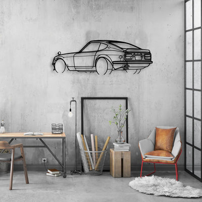 240Z 1972 Angle Classic Silhouette Metal Wall Art - Automotive Garage Decor