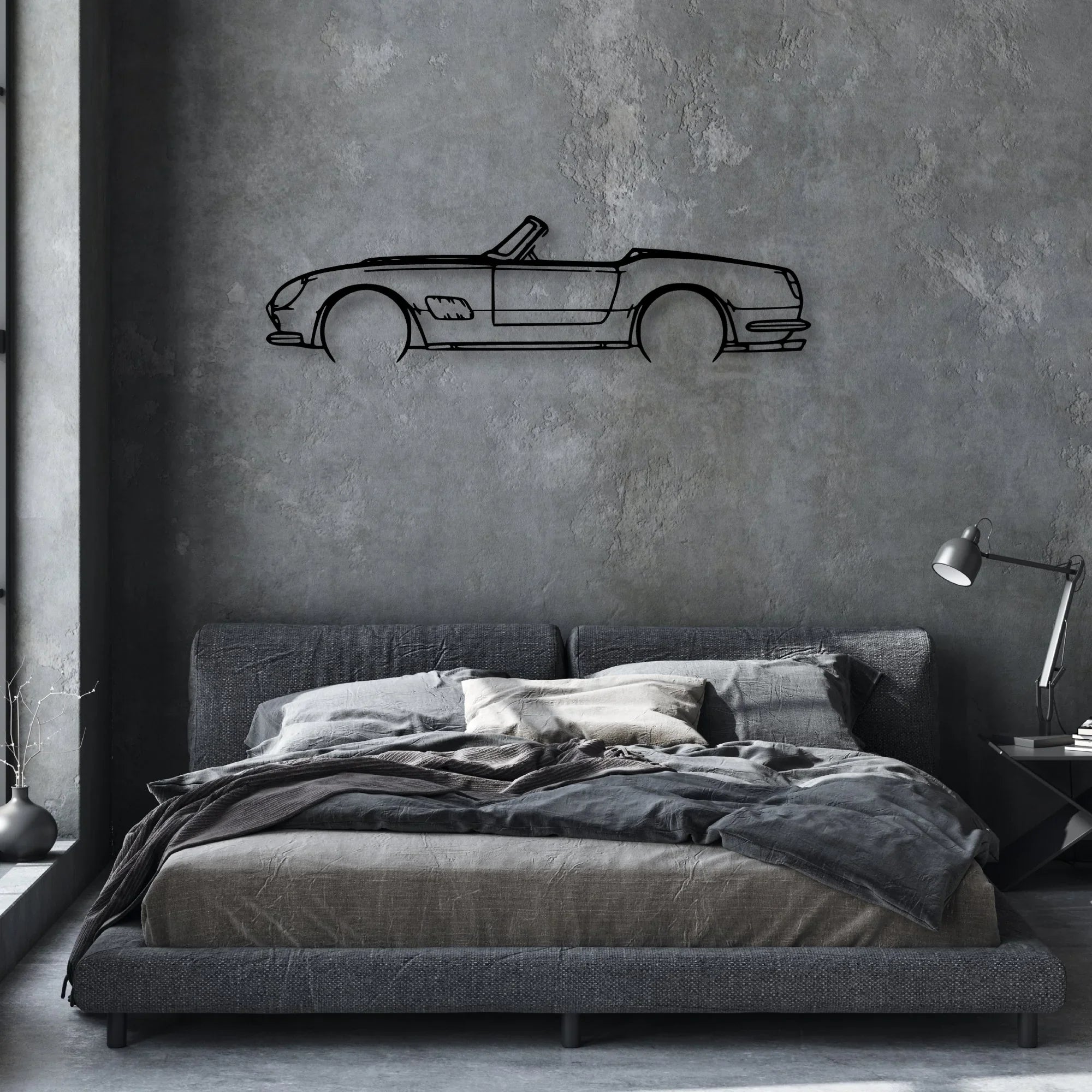 250 GT California Classic Silhouette Metal Wall Art - Automotive Garage Decor
