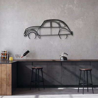 2CV 1966 Classic Silhouette Metal Wall Art - Automotive Garage Decor
