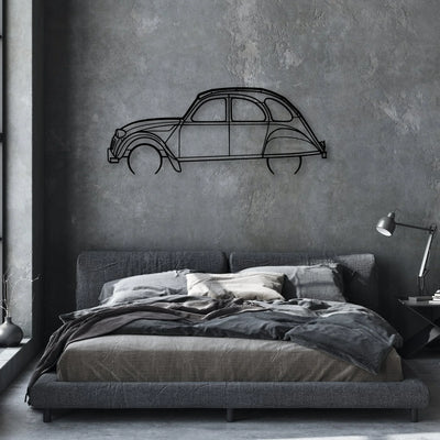 2CV 1966 Classic Silhouette Metal Wall Art - Automotive Garage Decor