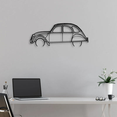 2CV 1966 Classic Silhouette Metal Wall Art - Automotive Garage Decor