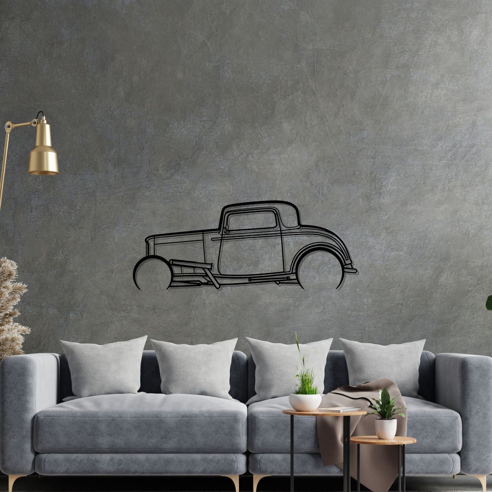 Street Rod 1932 Detailed Silhouette Metal Wall Art