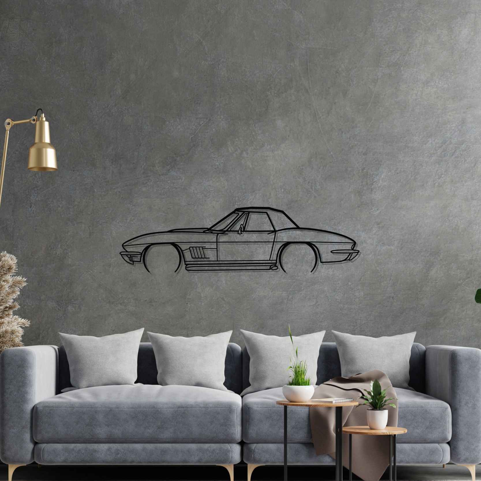 Corvette C2 427 1967 Detailed Silhouette Metal Wall Art
