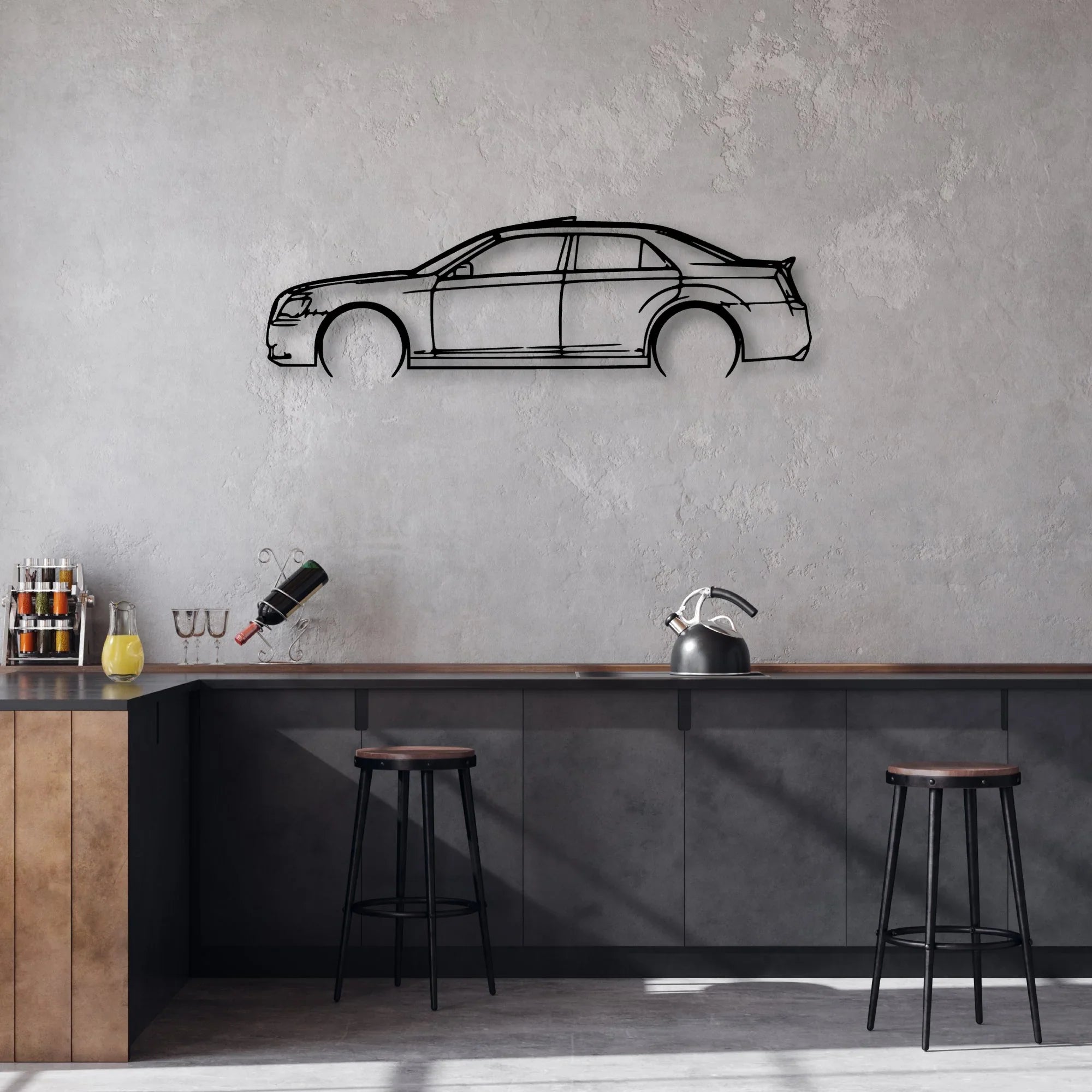 300C 2012 Classic Silhouette Metal Wall Art - Automotive Garage Decor