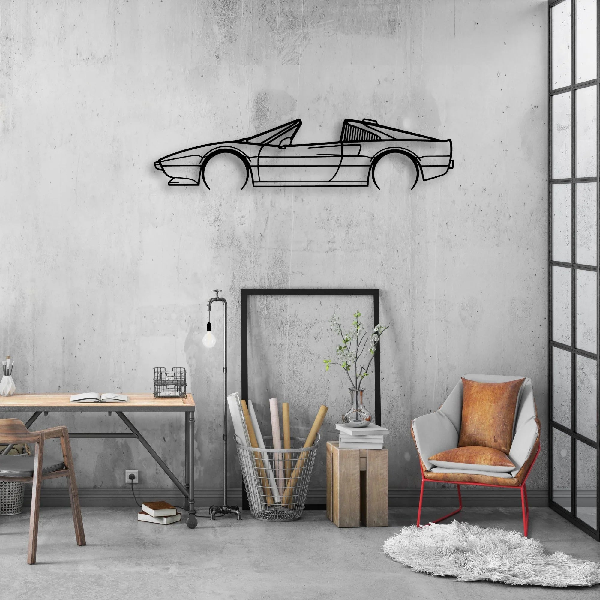 308 GTS QV 1984 Classic Silhouette Metal Wall Art - Automotive Garage Decor
