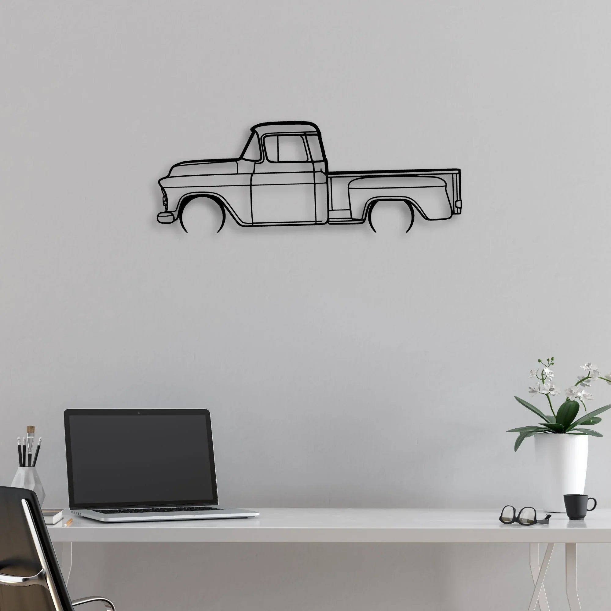 3100 1957 2 Classic Silhouette Metal Wall Art - Automotive Garage Decor