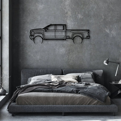 3500 High Country 2022 Classic Silhouette Metal Wall Art - Automotive Garage Decor