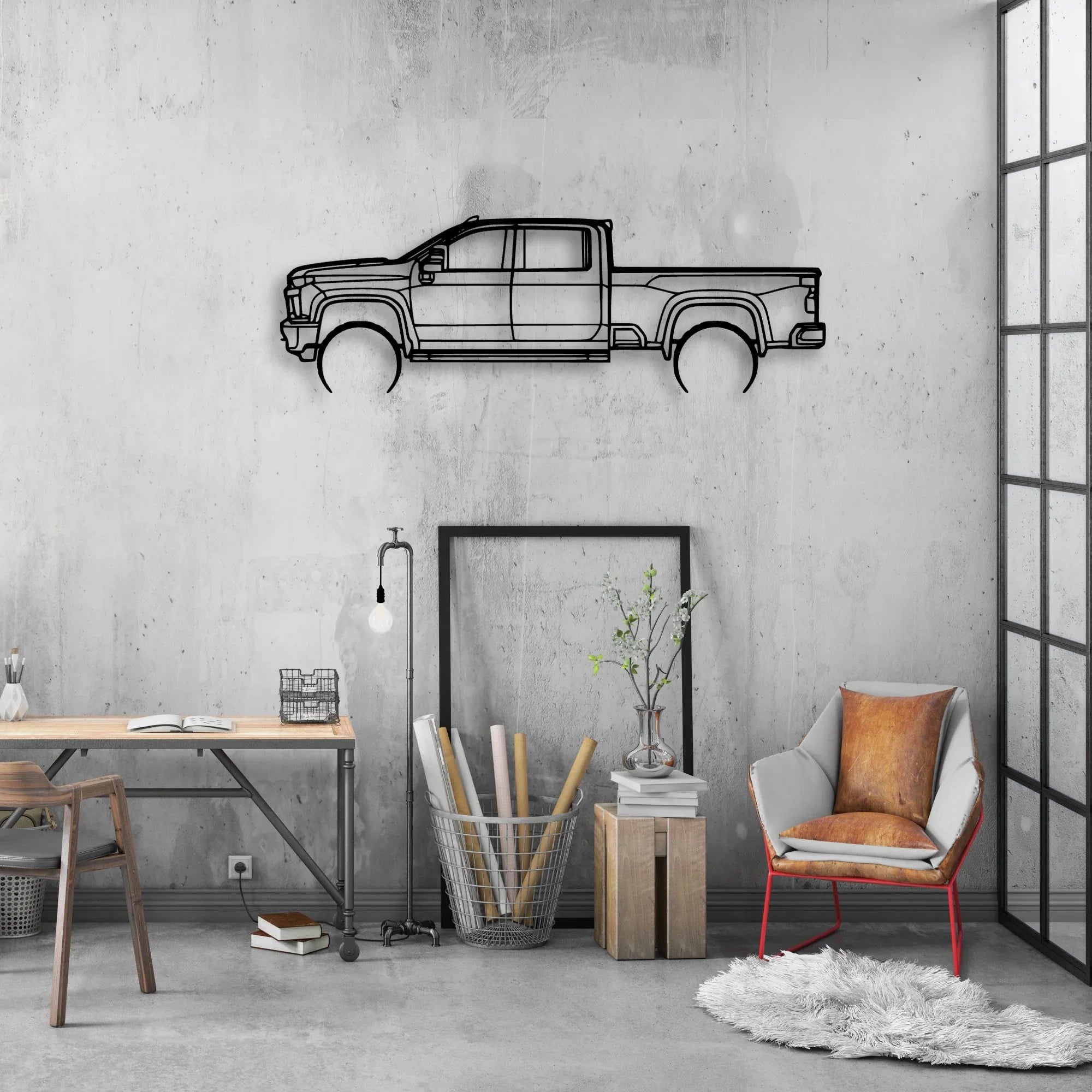 3500 High Country 2022 Classic Silhouette Metal Wall Art - Automotive Garage Decor